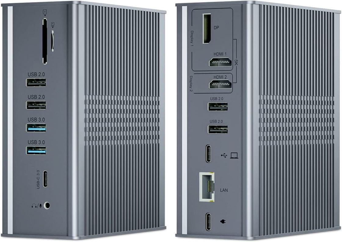 16 Port Displaylink USB C Hub Dual 4k 60hz 10Gbps USB Desktop Docking Station