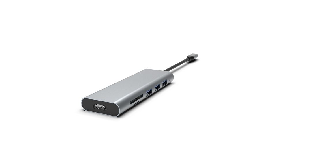 Adaptor USB tipe C Multiport Adaptor Hub Dengan Ethernet 4K HDMI 3 USB 3.0 Port 100W PD Kompatibel