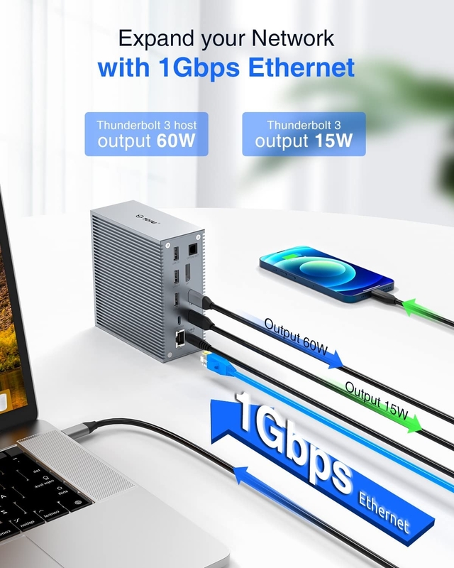 USB C Dock Hdmi 4k 60hz 16 In 1 Docking Station Plug And Play Kenyamanan Warna Perak