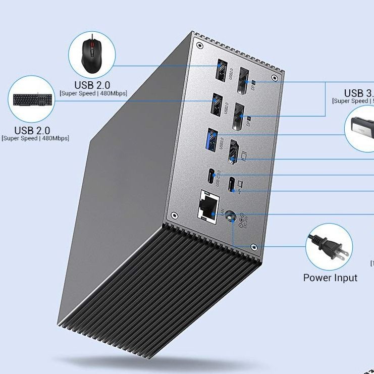 USB C Docking Station dengan Smart Heat Dissipation Resolusi 4K HDMI Video Output Space