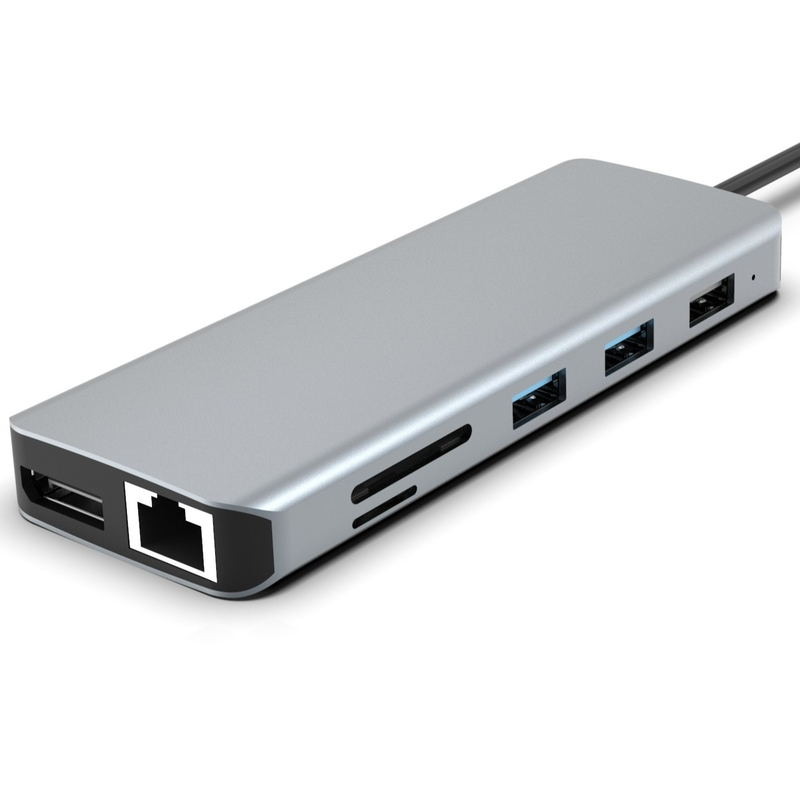 11-in-1 USB-C Hub untuk MacBook Pro dengan 4K HDMI 100W PD USB 3.0 SD / TF Card Reader