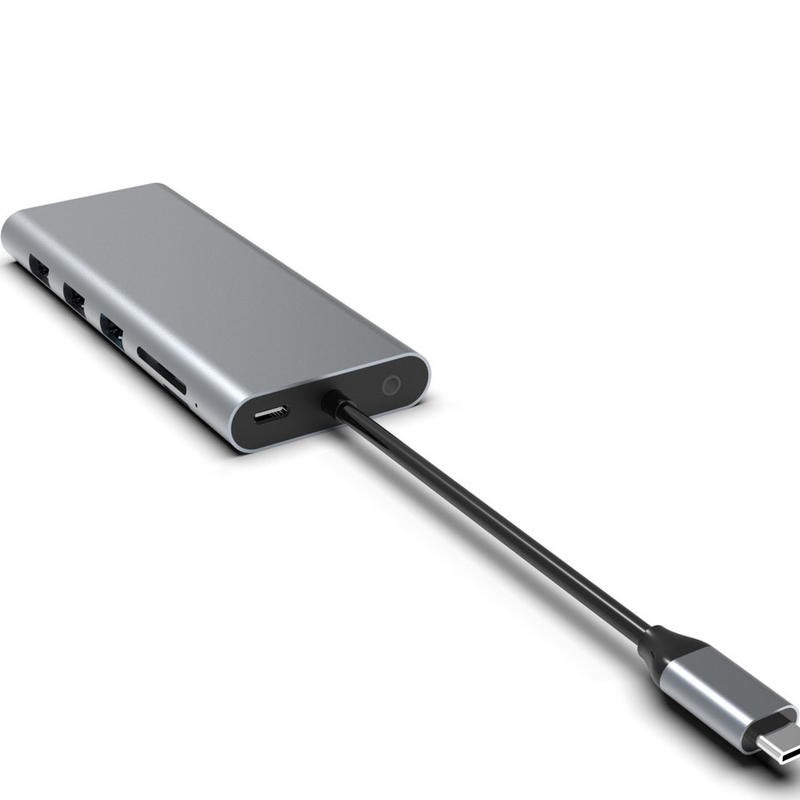Tipe C USB Hub Ethernet Docking Station Expand Macbook Konektivitas abu-abu untuk untuk laptop
