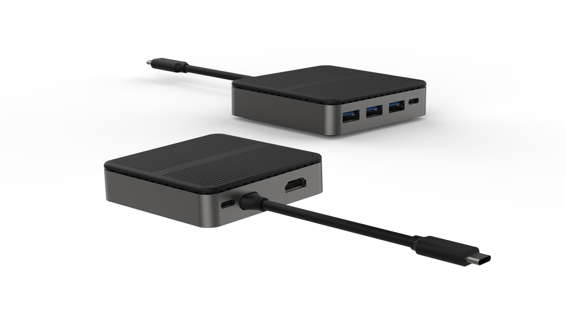 Square 6 In 1 Dual HD 4K Type C Docks Dengan RJ45 PD 100W SD TF 3xUSB 3.0 Docking HDMI Hub Usb C A