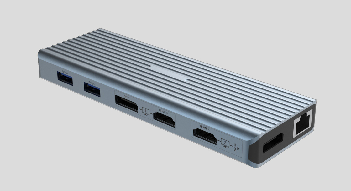 USB 3.1 Tipe C sampai 9 Port USB3.0 Hub dengan Gigabit Ethernet RJ45 Lan Port Adapter Gray