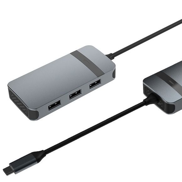 5 in 1 Aluminium USB tipe C Hub dengan Multiple Port 5Gbps Data Transfer Speed 3.5mm Audio Jack