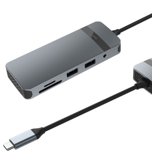8 in 1 Docking Station USB C Hub Plug and Play dengan 4K HDMI RJ45 untuk laptop mackbook