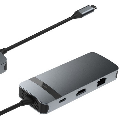 8 in 1 Docking Station USB C Hub Plug and Play dengan 4K HDMI RJ45 untuk laptop mackbook