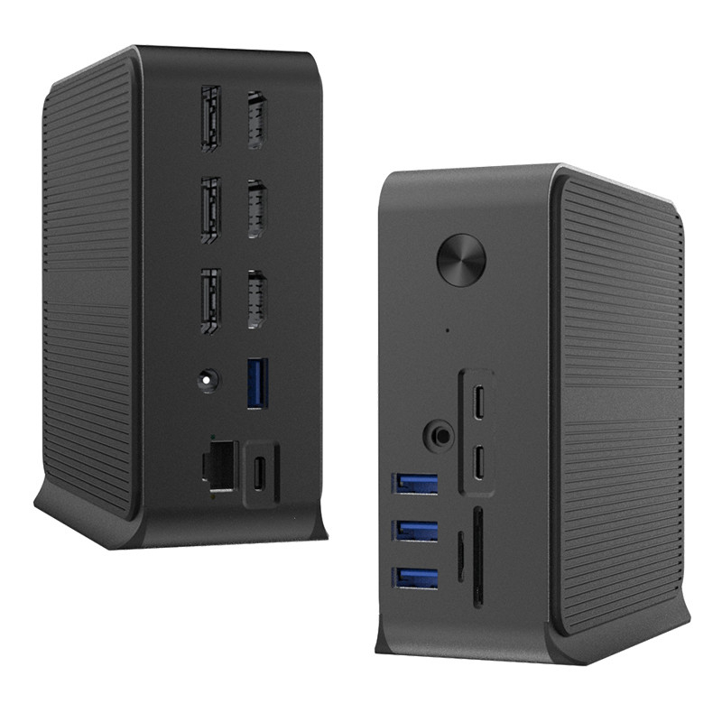 12 In 1 USB C HUB Docking Station Dengan Multiple USB C Port USB Type C 4K RJ45 VGA USB Hub Adaptor