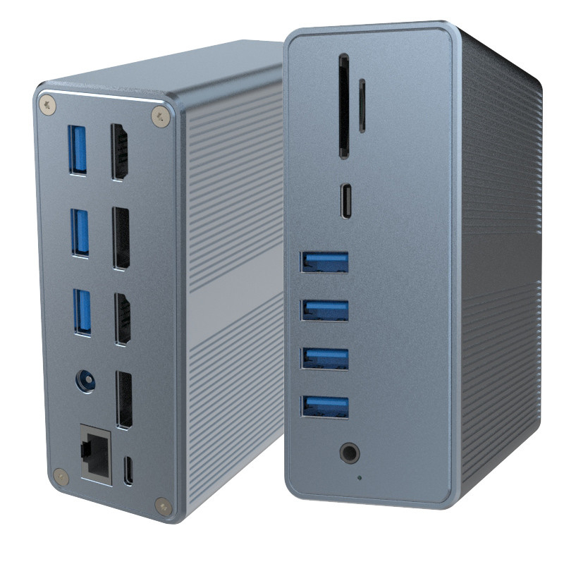 4k Thunderbolt 3 Docking Station Macbook Pro USB C Laptop Dual Monitor 18-In-1 Laptop Dock Untuk MacBook