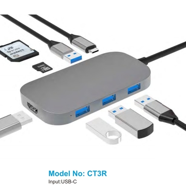 Hub USB C dengan port PD pembaca kartu SD untuk Windows MacOS Hingga 10Gbps Data Transfer Rate