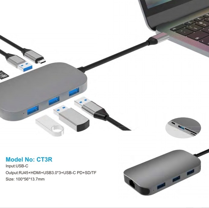 10/100/1000 Mbps Ethernet USB C Adapter Kompatibel dengan Windows/ MacOS/ Android/ Linux Hingga 10Gbps Kecepatan Transfer Data