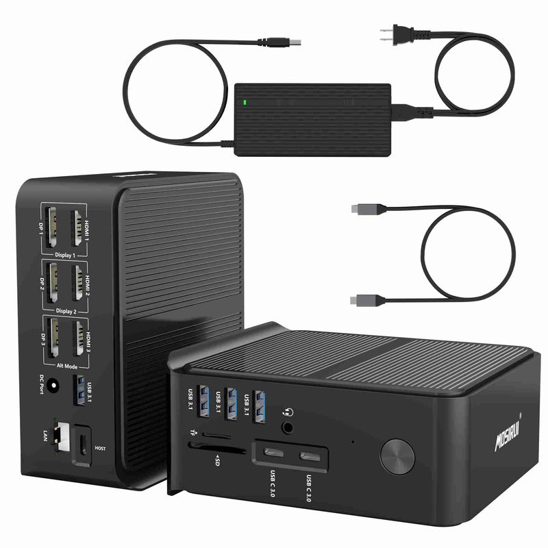 HDMI 4k 60hz Thunderbolt 3 Monitor Gigabit Ethernet Card Reader Dan Audio Combo Jack