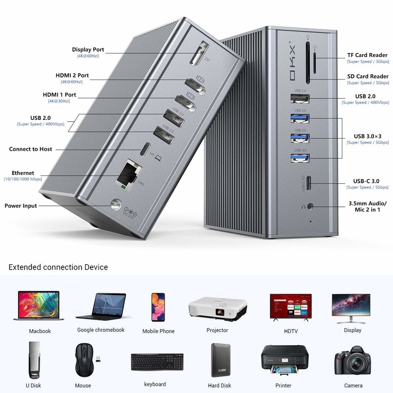 16 In 1 USB C Thunderbolt 3 Docking Station Untuk Macbook Pc Laptop