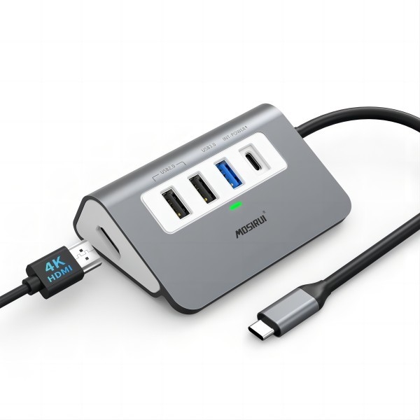USB C 4 In 1 Adaptor Multiport Dengan USB 3.0 Port 4K HDMI Untuk Laptop Notebook