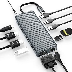 11 IN 2 USB C Hub PD 3.0 HDMI Teknologi Display Link Surface Pro 7 Hub Docking Station