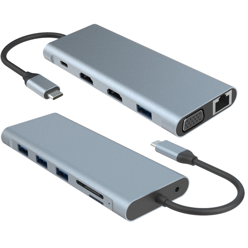 Adaptor Hub Multifungsi USB Tipe C 11 dalam 1 Untuk Laptop Dan Ponsel