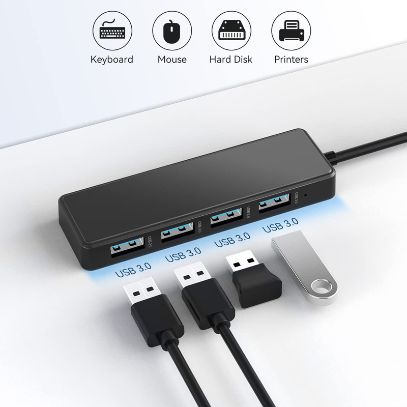 Laptop Usb Hub Tipe C Kompatibilitas Hub Hitam Abu-abu 5Gbps Transfer data Panjang kabel Panjang catu daya