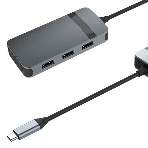 4 IN 1HDMI USB UP Usb C Adaptor Untuk Laptop Power Ditingkatkan Konektivitas Audio