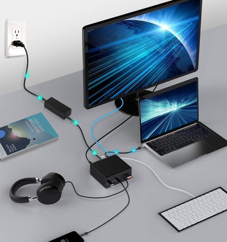 DisplayLink Docking Station Untuk Macbook Pro Dual Monitor M1/M2 Windows 15 In 1 USB C 3.0 Laptop