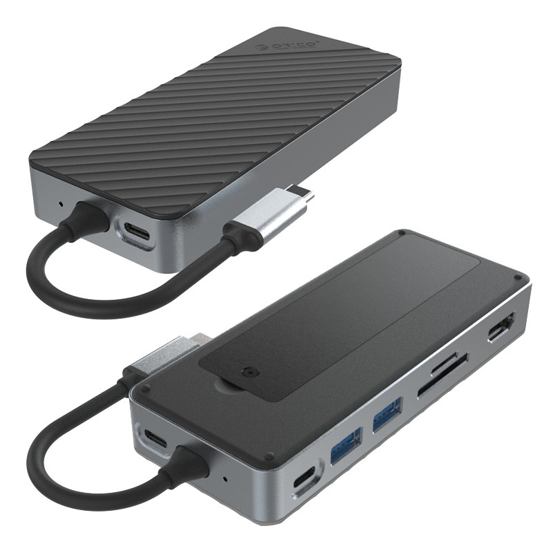 Displaylink Thunderbolt Dock USB C Docking Station Dengan Kasus Magnetik 10Gbps Tingkat Transmisi Untuk SSD NVMe