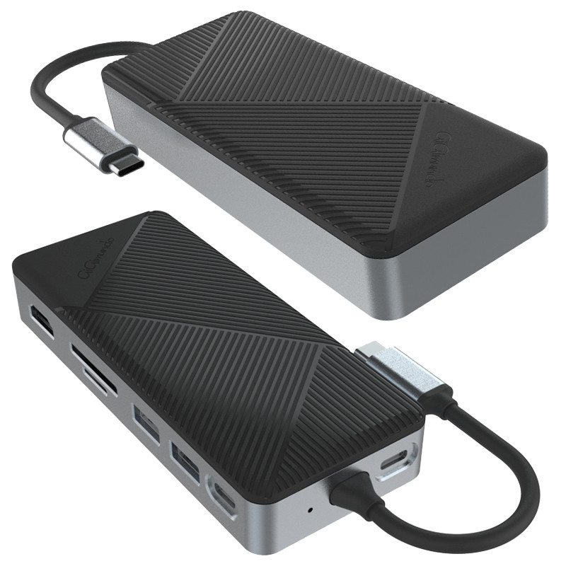 USB C Displaylink Docking Station dengan 10Gbps USB 3.2 Gen2 M.2 NVMe/SATA SSD Reader