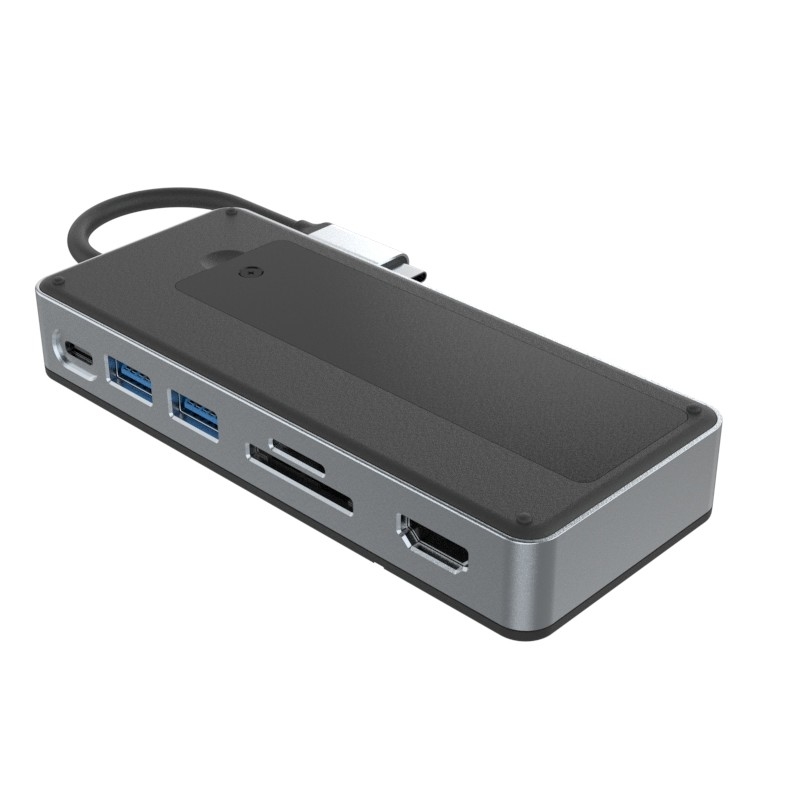 8-in-1 dual USB C Docking Station hub Fits M.2 NVMe/SATA SSD dengan diaplaylink dan kipas pendingin