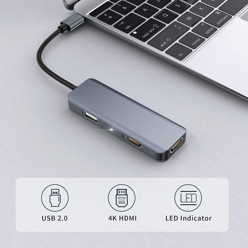 3 In 1 USB Hub Adaptor HDMI Usb C Untuk Usb 2.0 Adaptor Slim Dock Untuk Mac