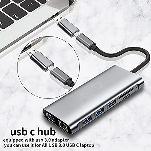 12 In 1 Dual Hdmi Usb C Hub USB C Docking Station Adaptor VGA Ethernet 100W PD