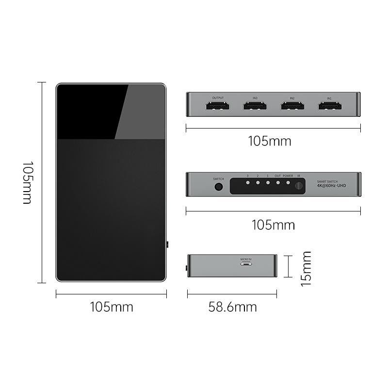 3 In 1 Out HDMI Switch Aluminium HDMI Splitter Dengan Remote HDMI Switcher Mendukung 4K 3D HD Monitor