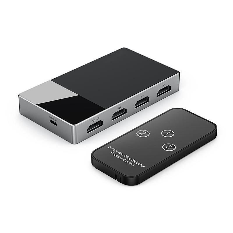 3-In-1 Multi Input HDMI Selector Switch 4k Dengan HDCP 2.2 Aluminium Build Auto Switching