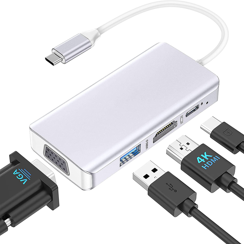 White USB C Docking Hub Station Dual Monitor Untuk Triple 4K 60hz Data Transfer Adapter
