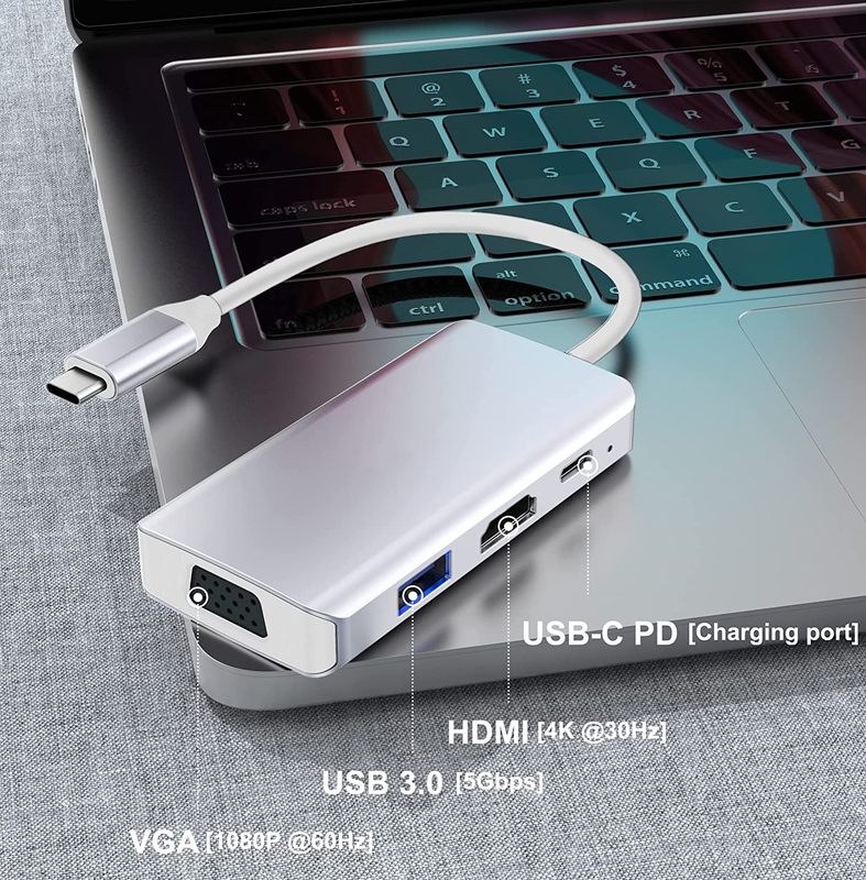 White USB C Docking Hub Station Dual Monitor Untuk Triple 4K 60hz Data Transfer Adapter