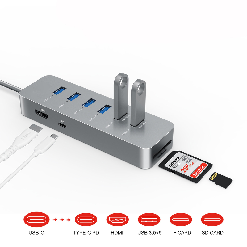 10GBps USB C Hub USB 3.0 Splitter USB A Expander Portable Multiport Data Hub Untuk Laptop Imac Pro