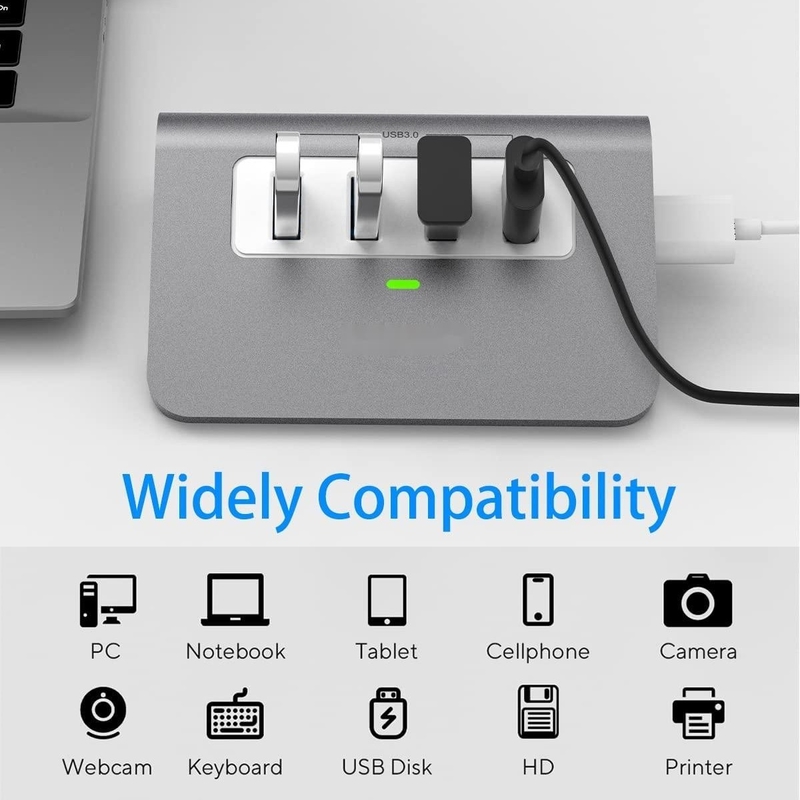 10 Port USB C Hub Portable USB C Hub Tipe C hingga 4 Port USB A Untuk Tablet PC
