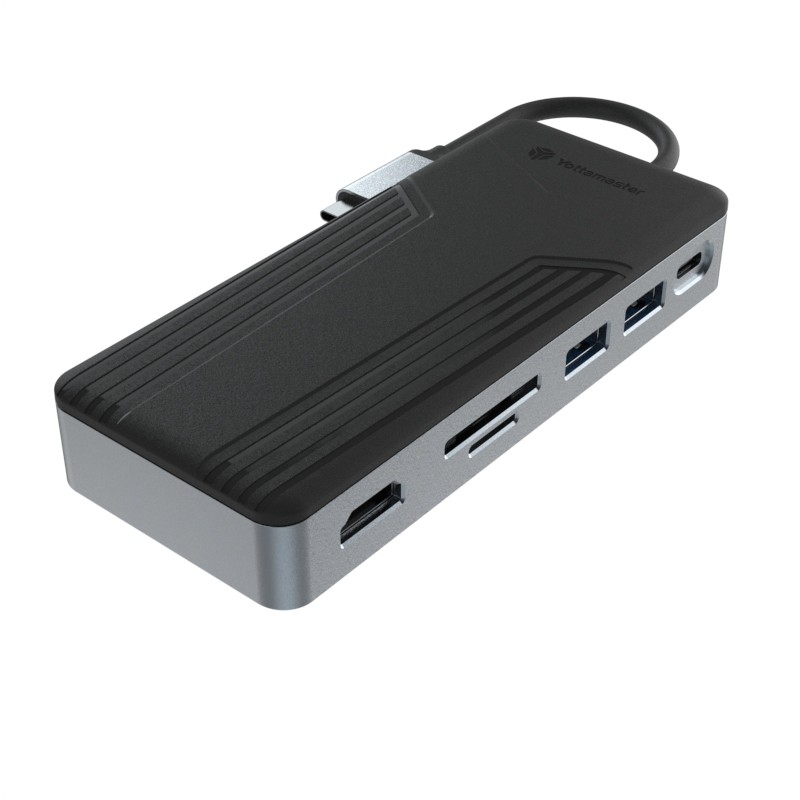Aluminium USB C Hub 9 In 1 Stasiun Docking Tipe C Dengan Kandang SSD Multifungsi