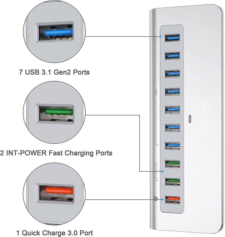 Kecepatan Transfer Data Hingga 10/5Gbps Hub Konektor USB-C dengan Sertifikasi CE