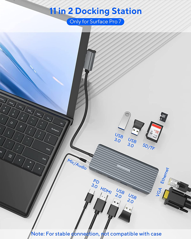 7 In 1 USB C Hub Dock Station Dual Dengan Card Reader Pro Pad Multi-Function Converter USB Hub Untuk Mac