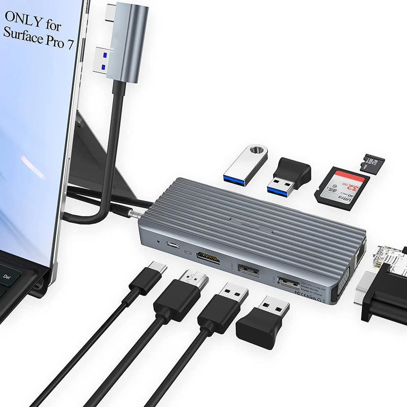7 In 1 USB C Hub Dock Station Dual Dengan Card Reader Pro Pad Multi-Function Converter USB Hub Untuk Mac