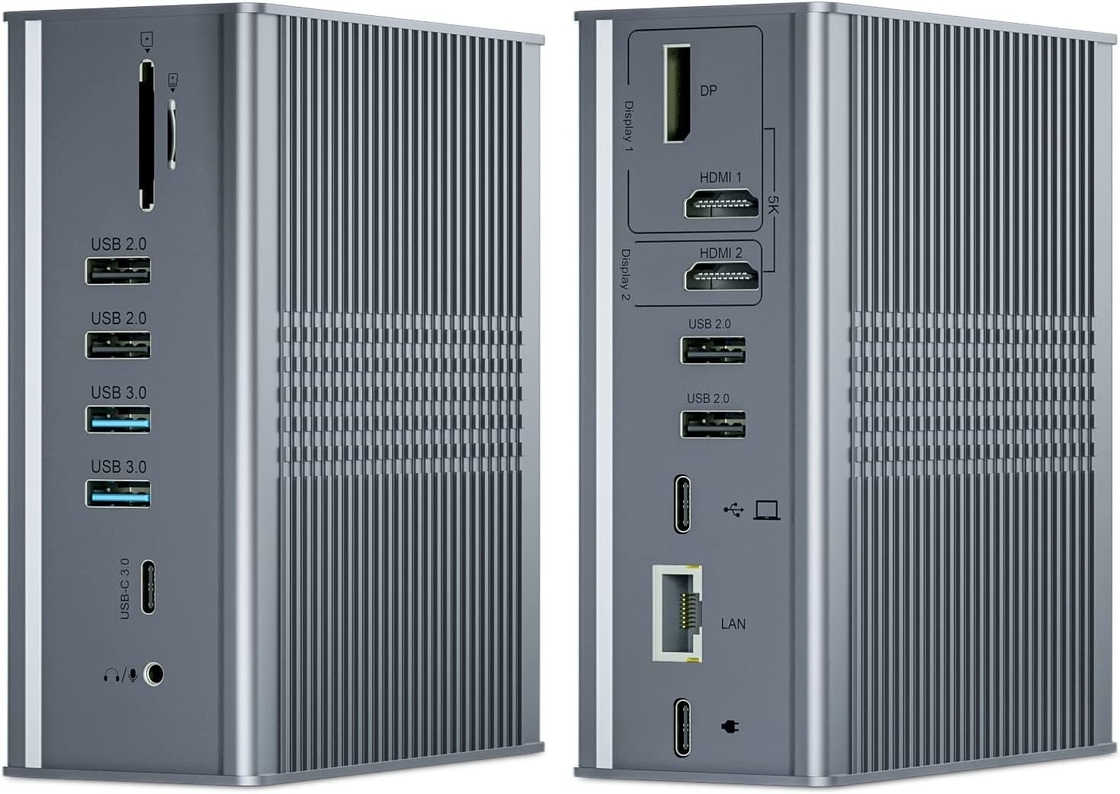 Laptop USB C Docking Station Triple Monitor 16-In-1 USB C Dock Dengan Displaylink