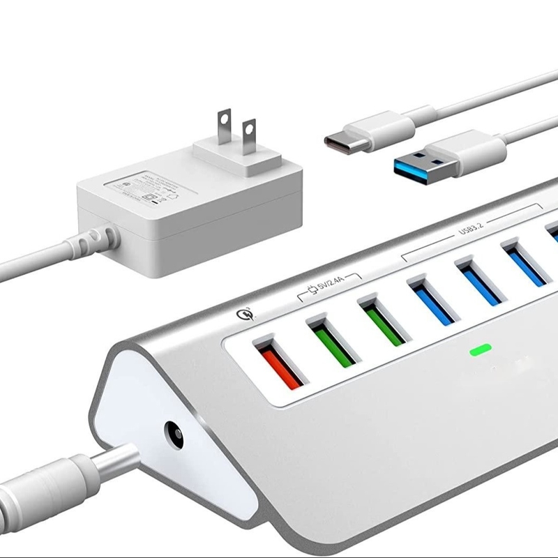 Adaptor USB Tipe-C ke Ethernet dengan 14 port USB 1000 Mbit/s Gigabit RJ45 LAN Hub