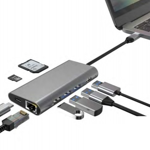 Stasiun Docking USB C Perak yang Nyaman dengan Displaylink IC dan Port USB 3.0