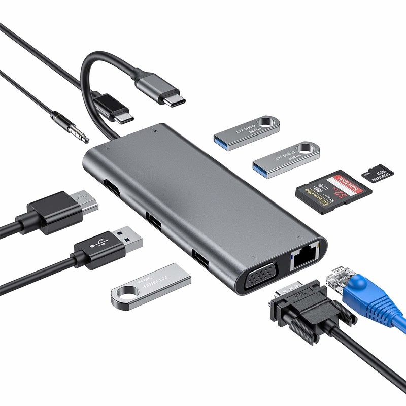 100 Watt USB C Adaptor Daya 5 In 1 USB 3.0 Hub TYPE C HDMI 4K 30Hz 5Gbps 100W PD Fast Charging