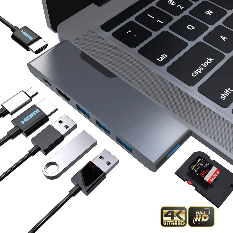 Adaptor multiport HDMI 8 In 1 Dual Connector USB Type C Hub Docking Station SD Tf Card Reader 4k Video Usbc