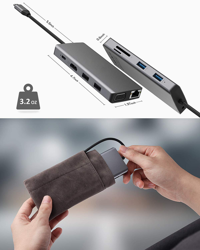 USB C Dual HDMI Hub ICZI USB C Hub 11 In 1 USB C Multiport Adapter Dengan 2 HD 4K 30Hz 4 USB