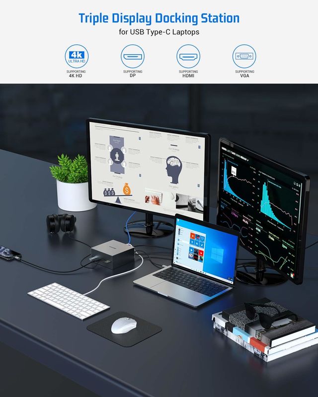 16 In 1 USB-C Docking Station PD 100W Fast Charger PC Host/USB 2.0/3.0 Hub/HDMI 4K60HZ /PD 4K/60HZ/RJ45 Gigabit