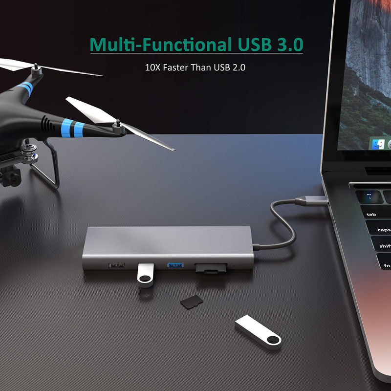 Hub USB 3.0 USB C Multiport Laptop Adapter PC Komputer PD Charge Dock Station RJ45 HDMI