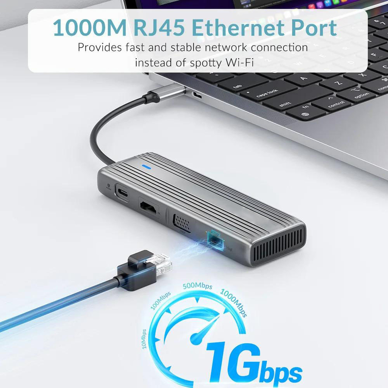 USB 3.1 10 In 1 Type-C Multiport Docking Station Hub dengan Gigabit Ethernet dan 4K HD HDMI