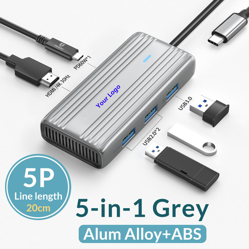 USB 3.1 10 In 1 Type-C Multiport Docking Station Hub dengan Gigabit Ethernet dan 4K HD HDMI