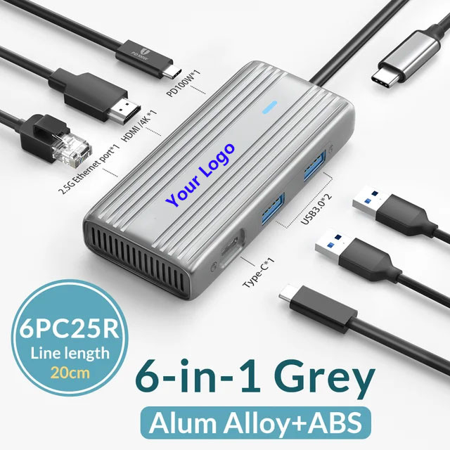 USB C Hub dengan 4K HDMI dan USB 3.0 Berkecepatan Tinggi Kompatibel untuk Windows Mac