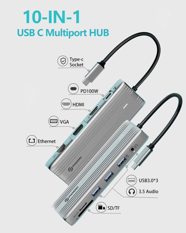 USB C Hub dengan 4K HDMI dan USB 3.0 Berkecepatan Tinggi Kompatibel untuk Windows Mac